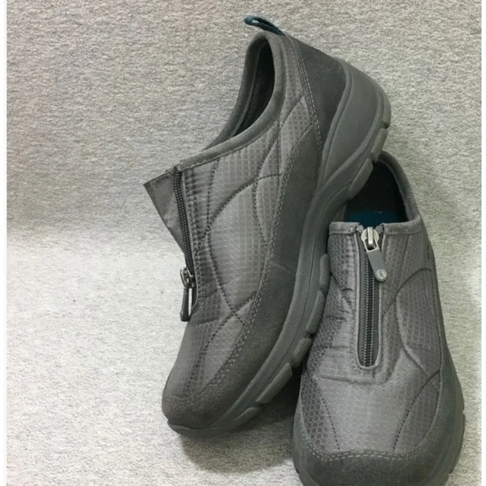 Lands End Womens All Weather‎ Zip Front Suede Insulated Winter Shoes Gray 8.5 B